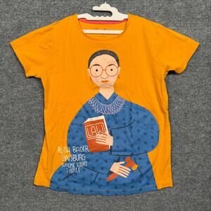 Piccolina Size 14 Ruth Bader‎ Ginsburg Tee T-Shirt Yellow Cotton Short Sleeves